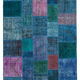 Handmade anatolian vintage 202 cm x 300 cm blue patchwork carpet
