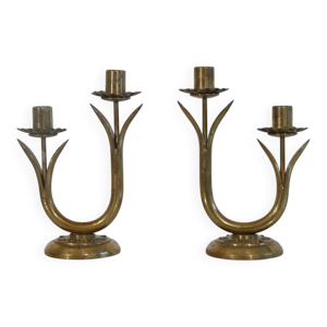 Paire de bougeoirs scandinave - laiton