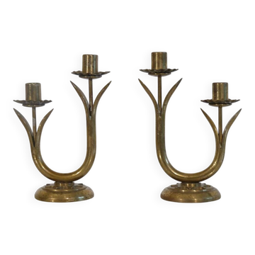 Pair of Scandinavian brass candlesticks