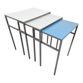 Vintage Mimi Nesting Tables in Metal and Teak by Formica, 1960s, Set of 3