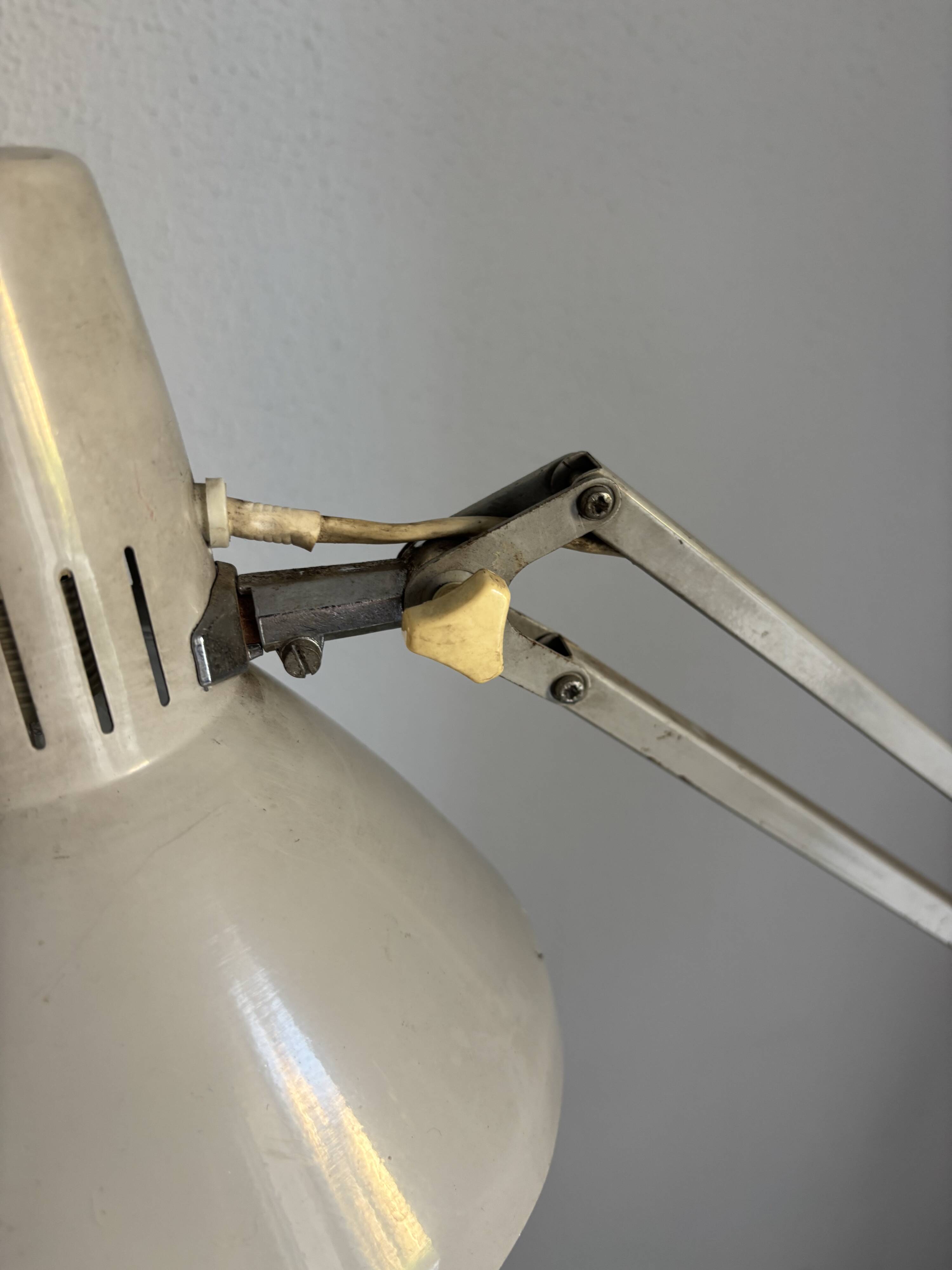 Lampe vintage 1970 d'architecte Ledu gris perle bureau - 80cm