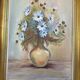 Painting of a bouquet of blue flowers, oil on canvas, signed.
