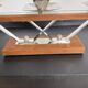 Scandinavian chandelier in teak and chrome metal 70s