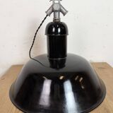 Black Enamel Industrial Pendant Lamp from AEG, 1930s