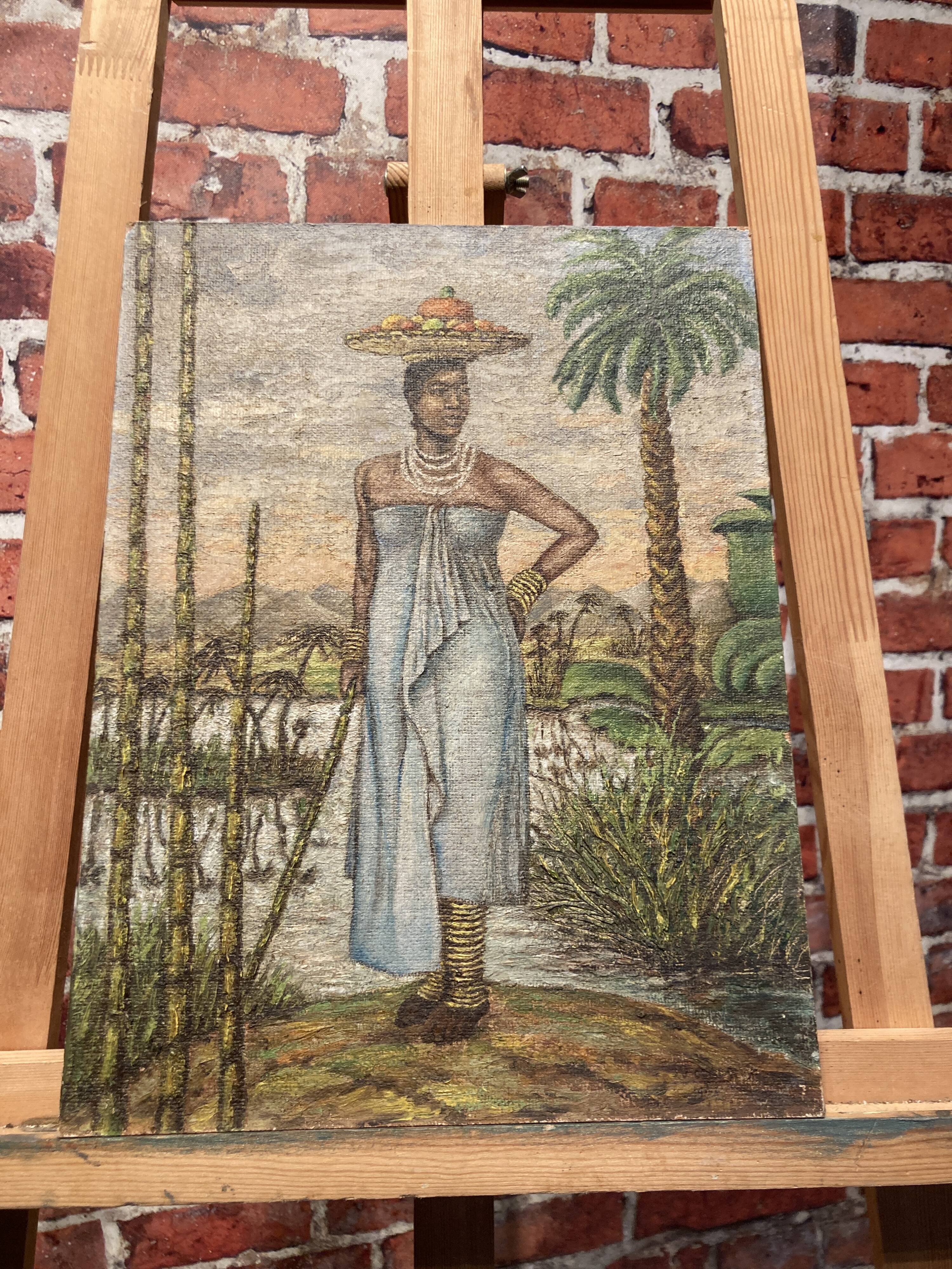 Painting on isorel of an African woman