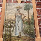 Peinture sur isorel d'une femme africaine