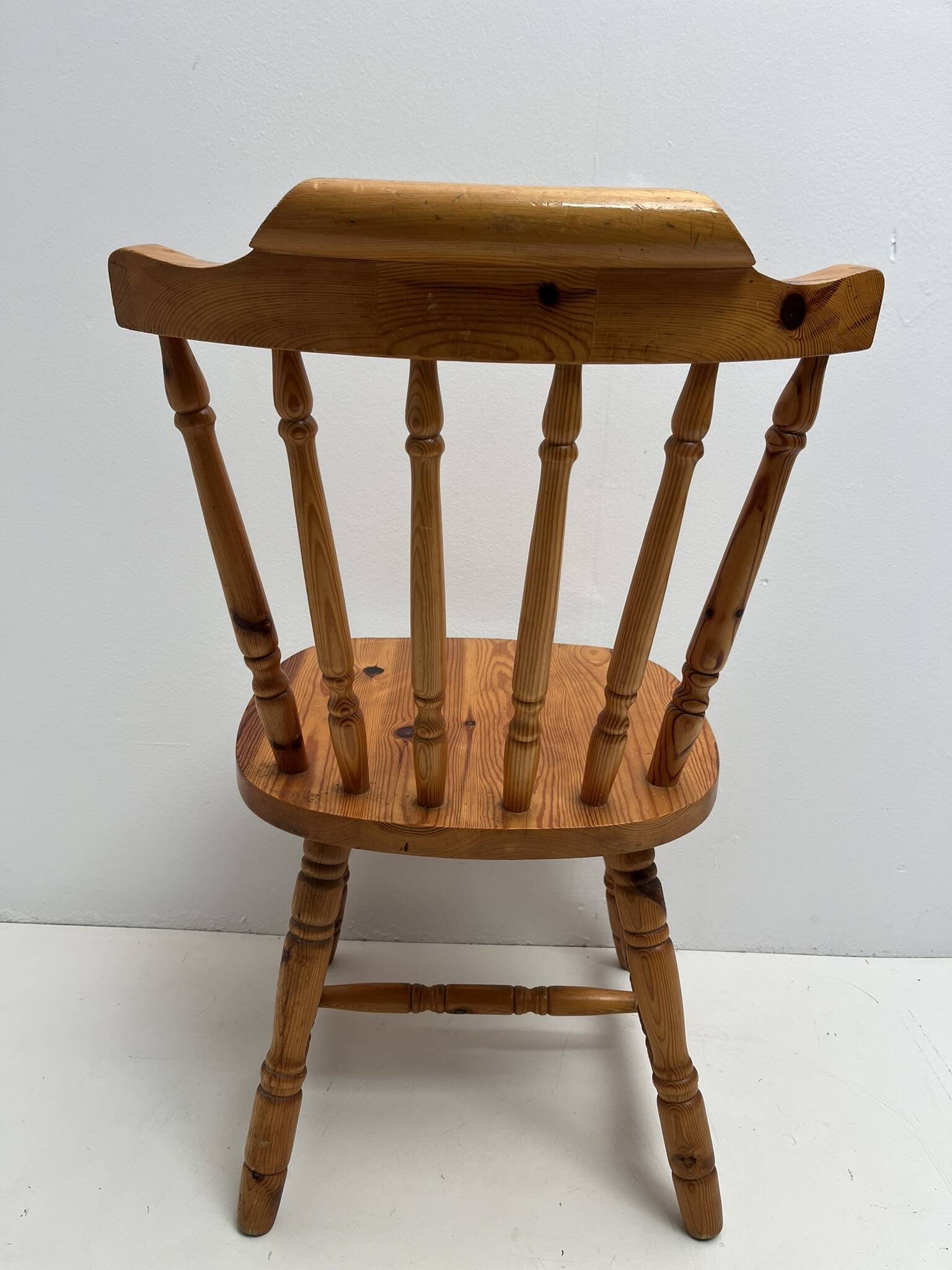 3 western country type pine chairs 1970 turned wood