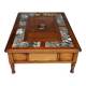 Table basse Robert Tissot en merisier massif, marbre et rafraîchissoir, années 70