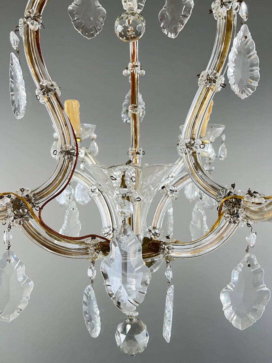 Crystal and brass chandelier, early 20th century