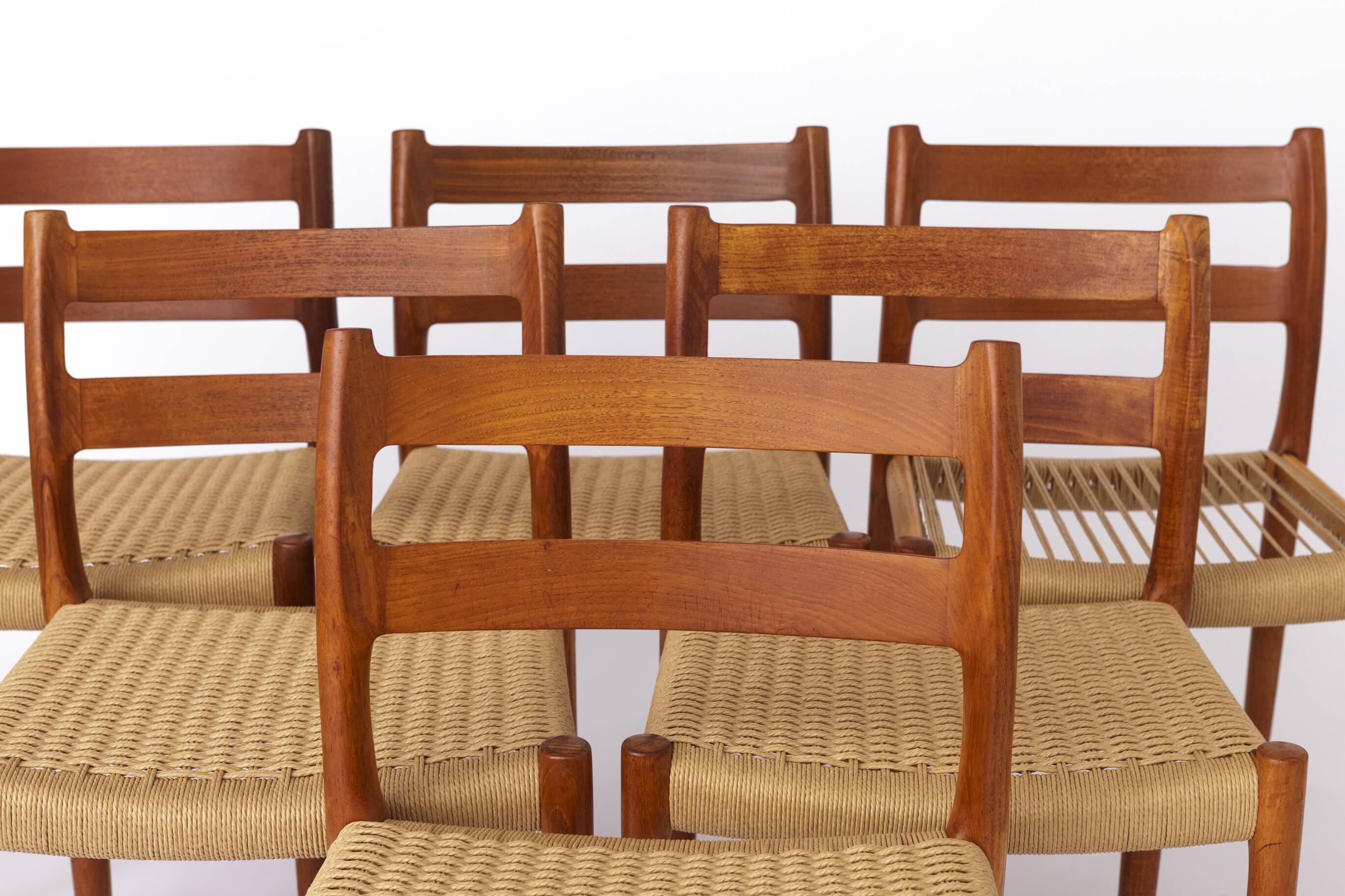 Set of 6 Niels Otto Moller Teak Dining Chairs, Model 84, 1976 –Renewed Cord