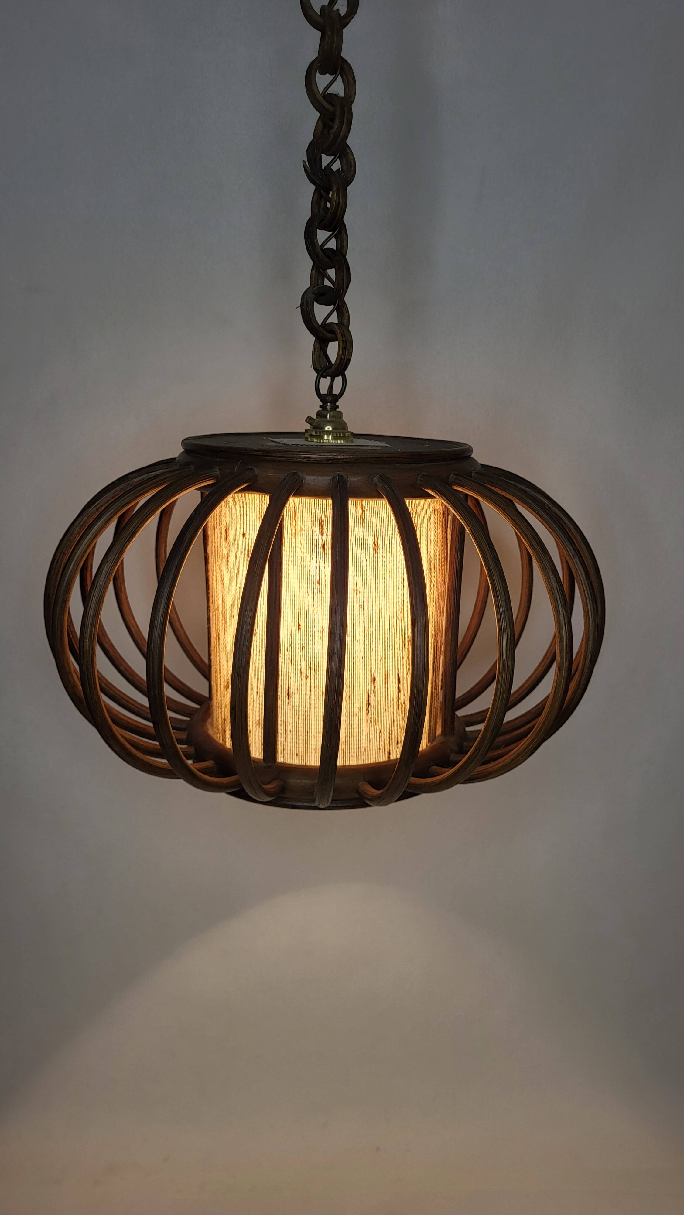 Rattan pendant lamp 1970s