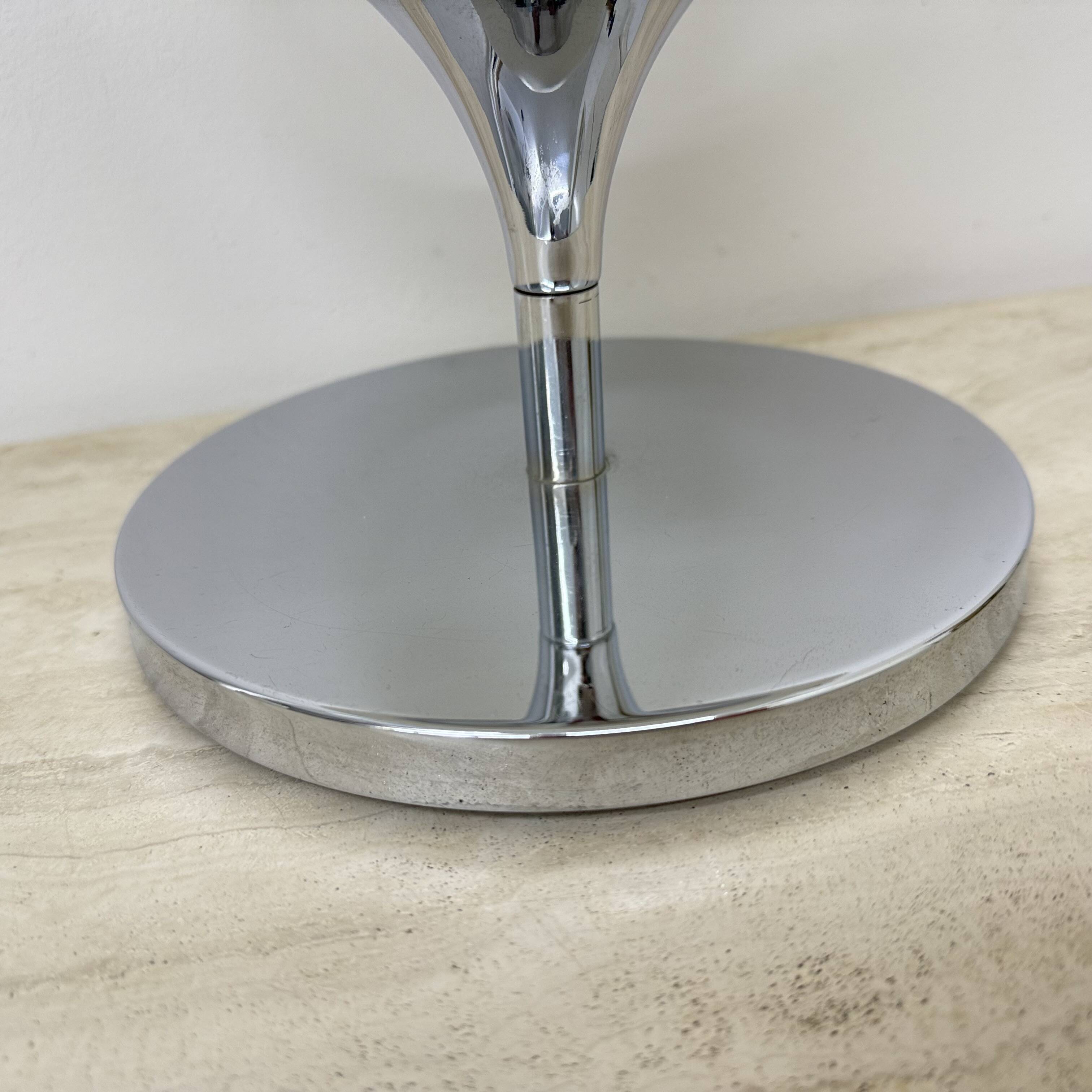 Opaline glass chromed steel & cast iron Space Age lamp by Kaiser Leuchten,