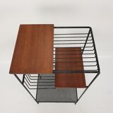 Mid Century Italian Storage Rack with teak and metal, 1950s
