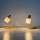 Pair of bedside lamps in brass and wood from the mid-century, 1960, Germany.