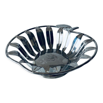 Vintage basket in silver metal apple shape