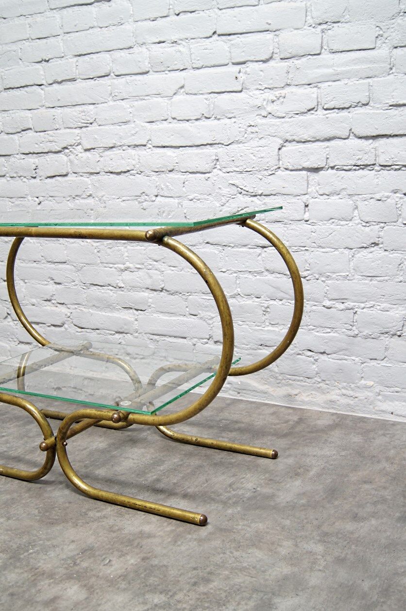 Bauhaus Tubular Brass Side Table, 1930s
