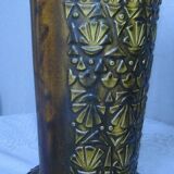 Old large vase st clement france ethnic relief decor n° 9128 60s rare