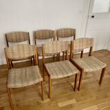 Lot of 6 vintage style Baumann wooden textile chairs.