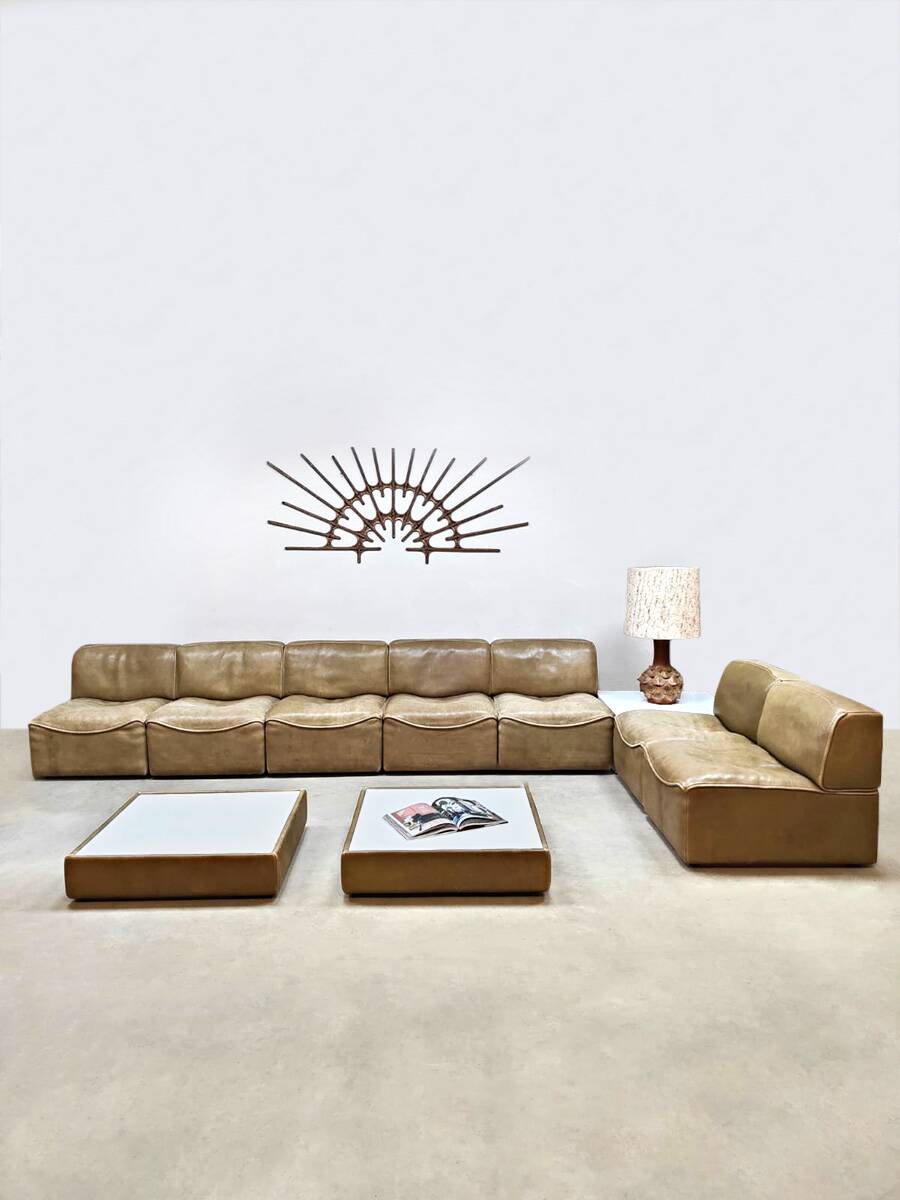 Vintage design leather modular sofa De Sede DS-15
