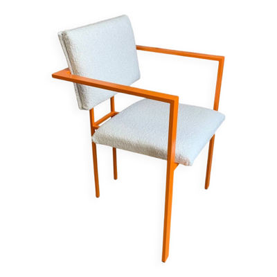 Fauteuil postmodern orange et tissu laine bouclé , XXe