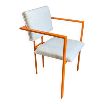 Postmodern orange armchair with bouclé wool fabric, 20th century
