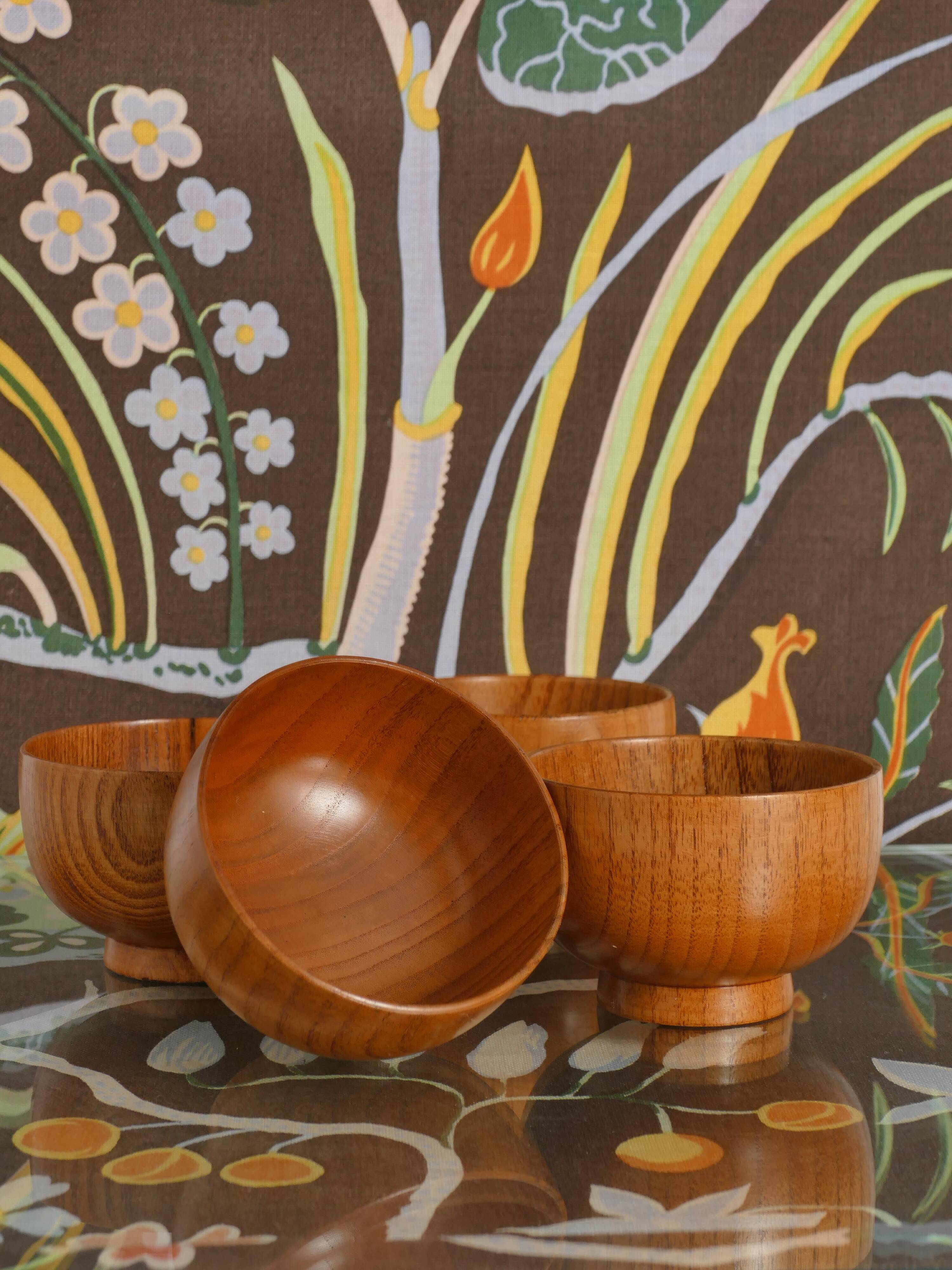 Mid-Century Modern Teak Wood Bowls, Sweden, Set of 4