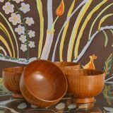 Mid-Century Modern Teak Wood Bowls, Sweden, Set of 4