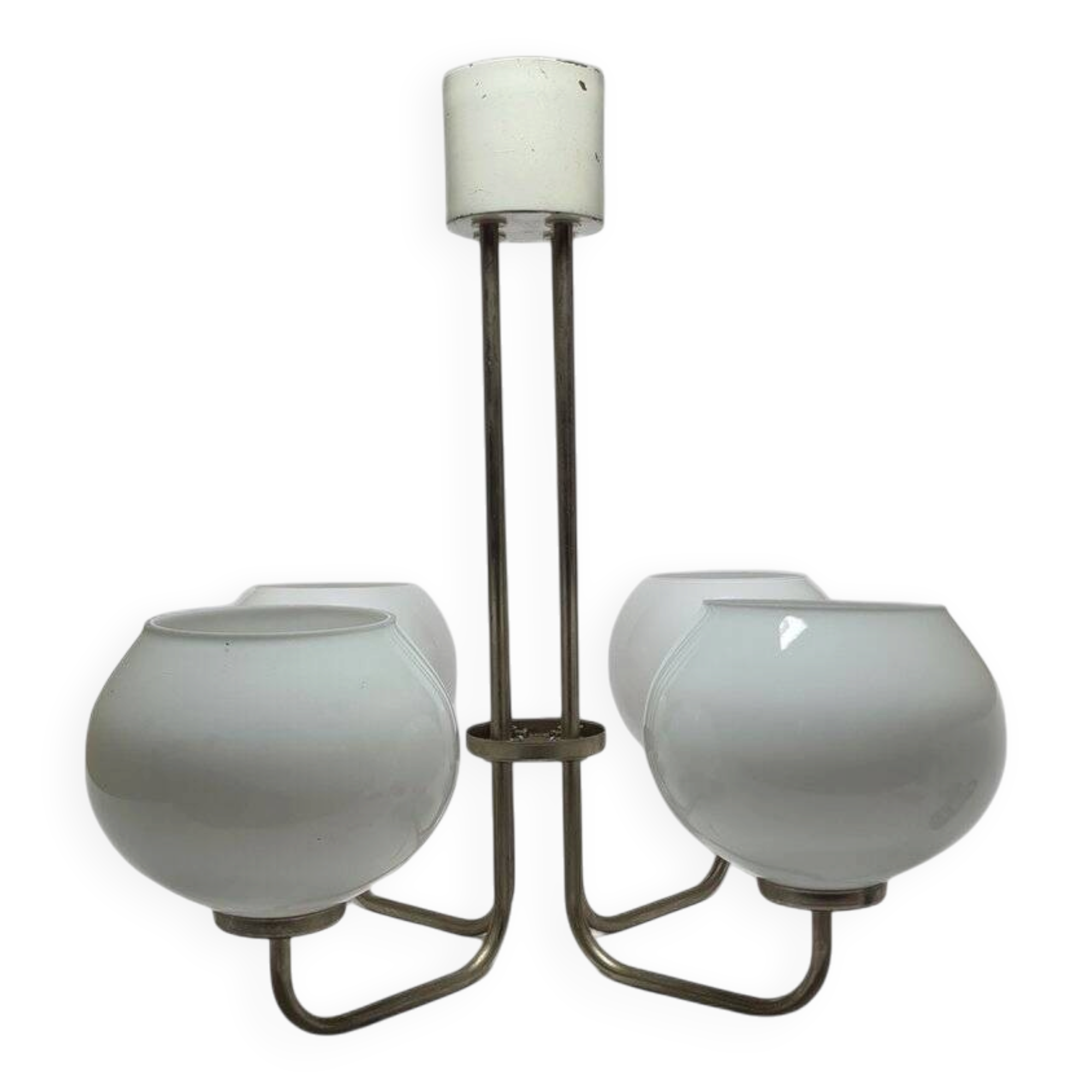 Postmodern brass and glass chandelier, Poland, 1970s