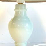 White marble lamp and vintage linen