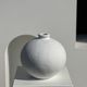 Handcrafted terracotta ball vase painted white H:24 D:26