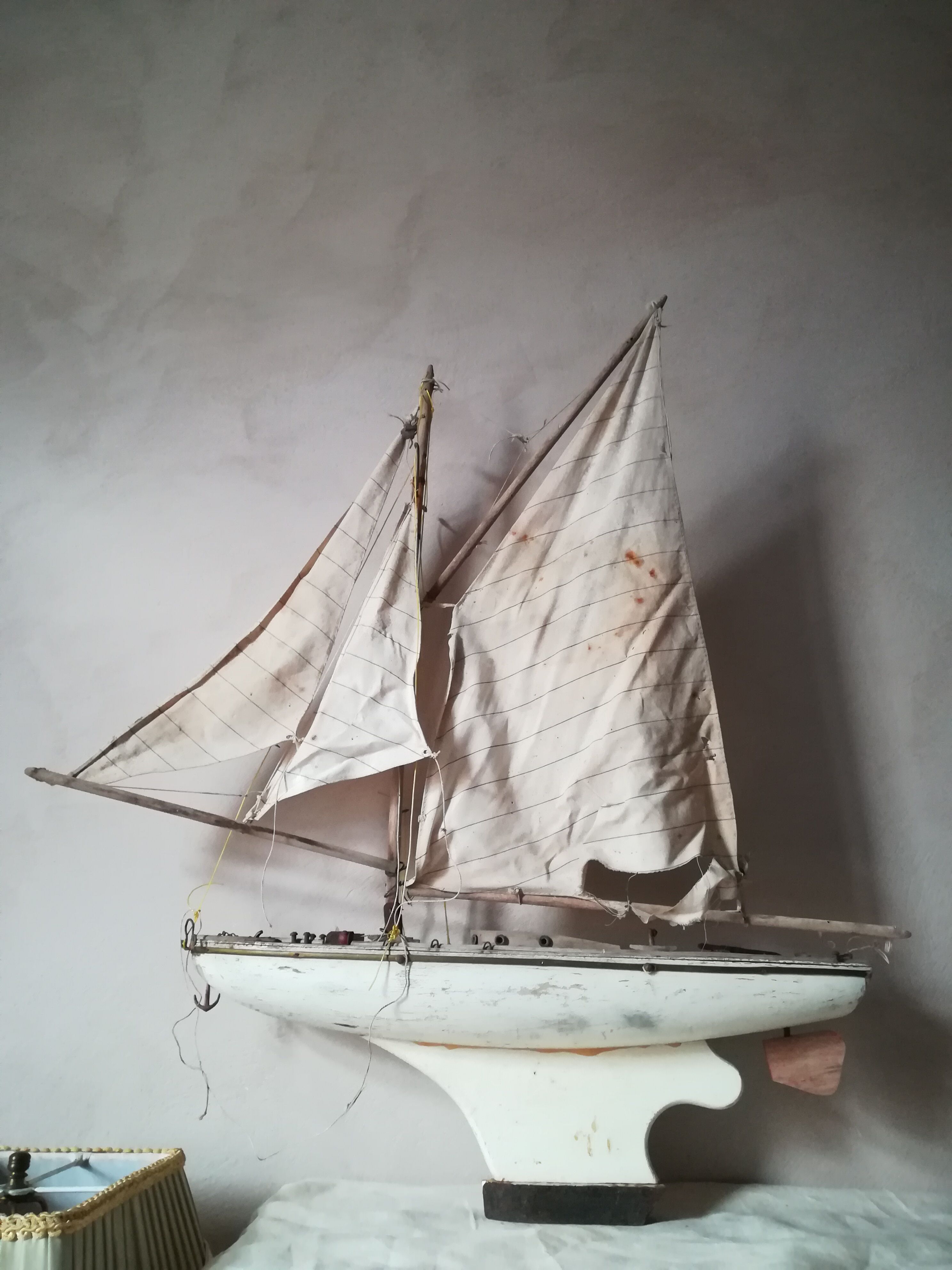 White pool sailboat