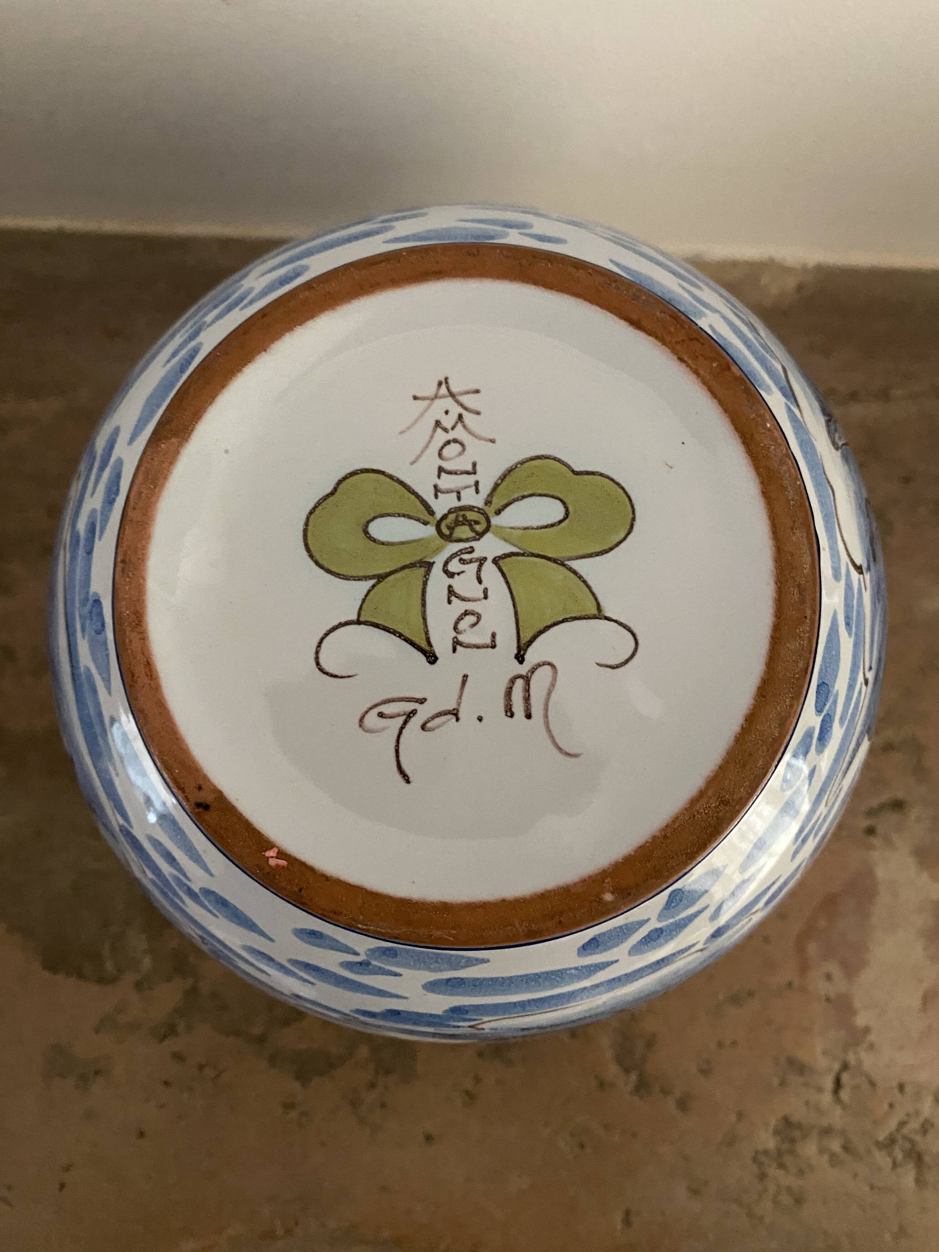 Nevers earthenware flower vase by A. Montagnon