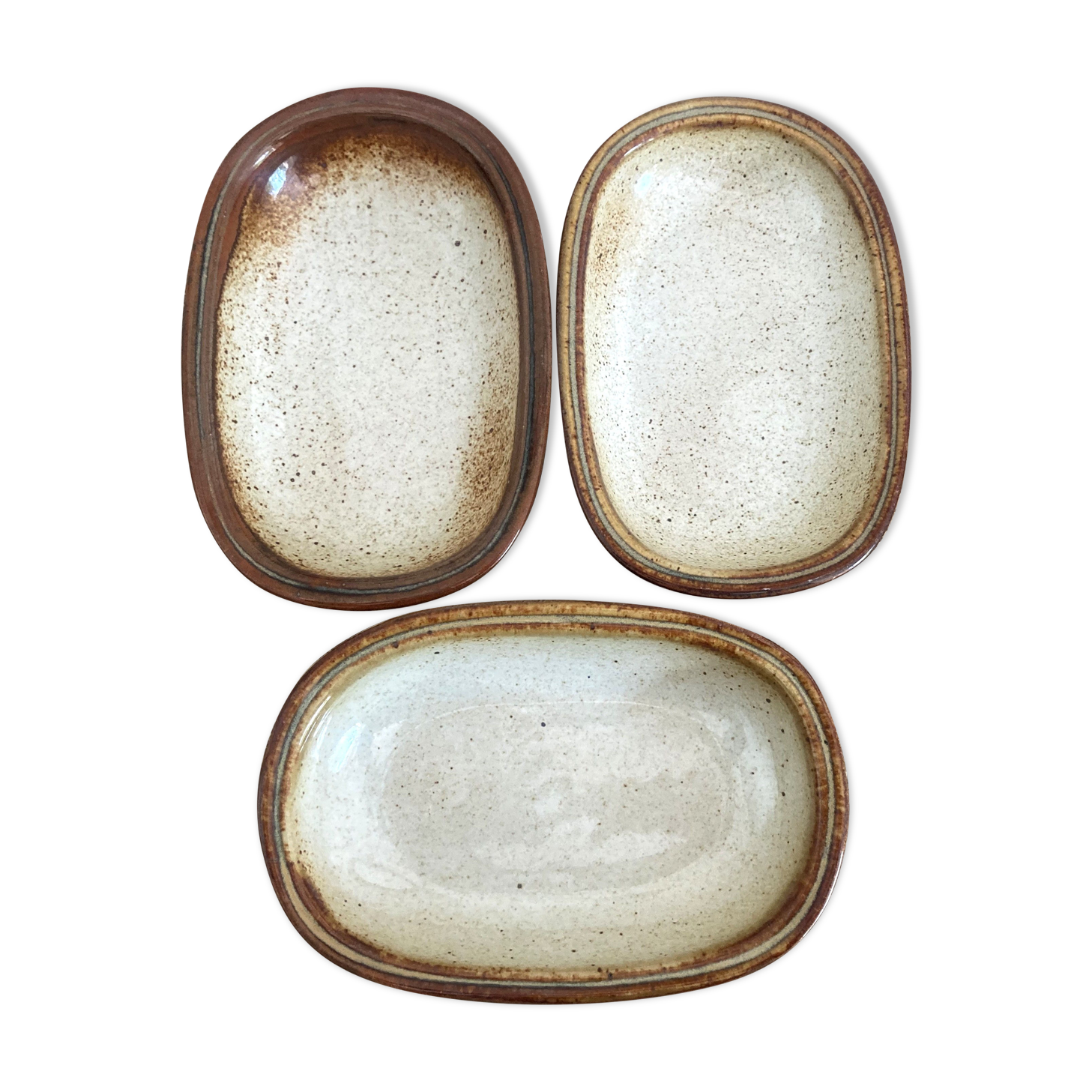 Lot de 3 plats vintage en grès émaillés Jean Austruy