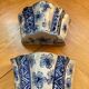 Pair of ceramic flower pots - flower picks with blue floral motifs