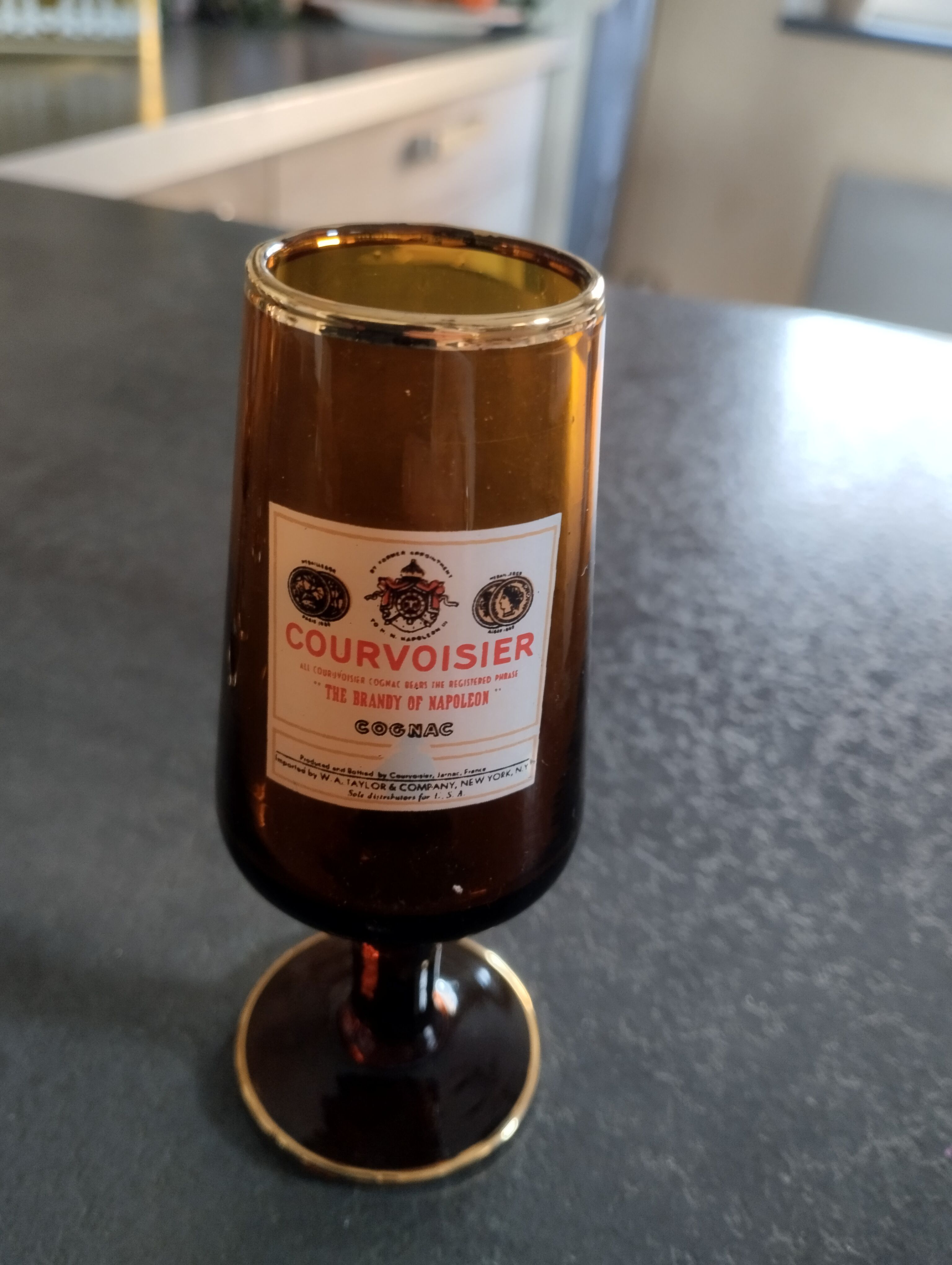 Set 4 amber advertising glasses 1970