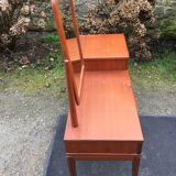 Vintage Scandinavian teak dressing table with 1 drawer 1 flap and its swivel mirror.
