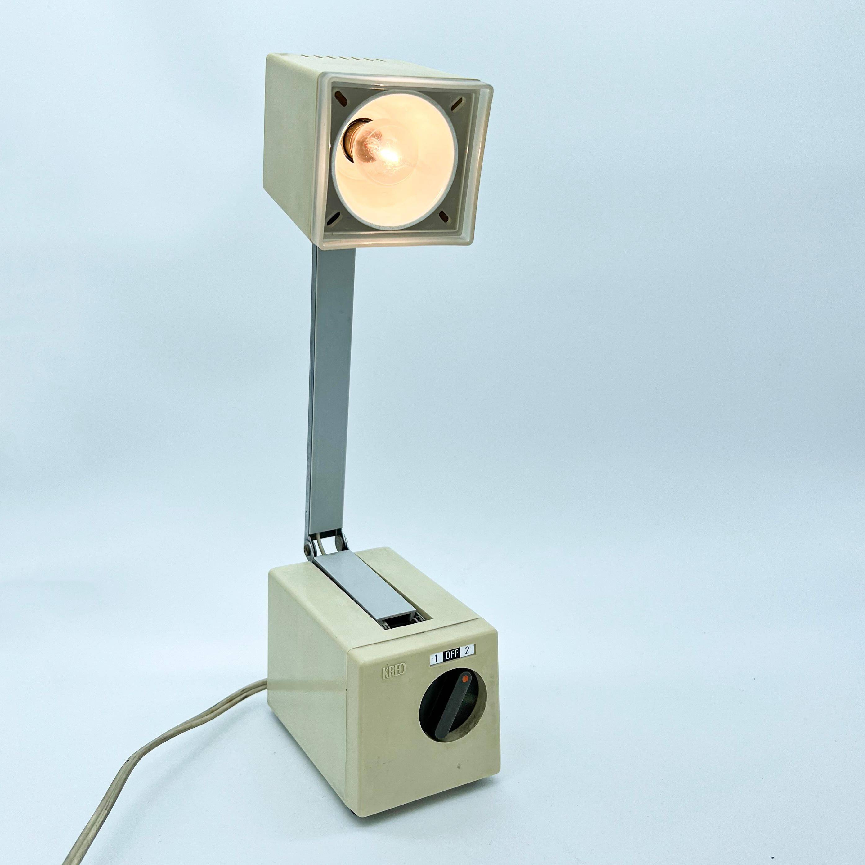 Vintage Telescopic Table Lamp Kreo Lite Model Na 270, in White Plastic and Metal