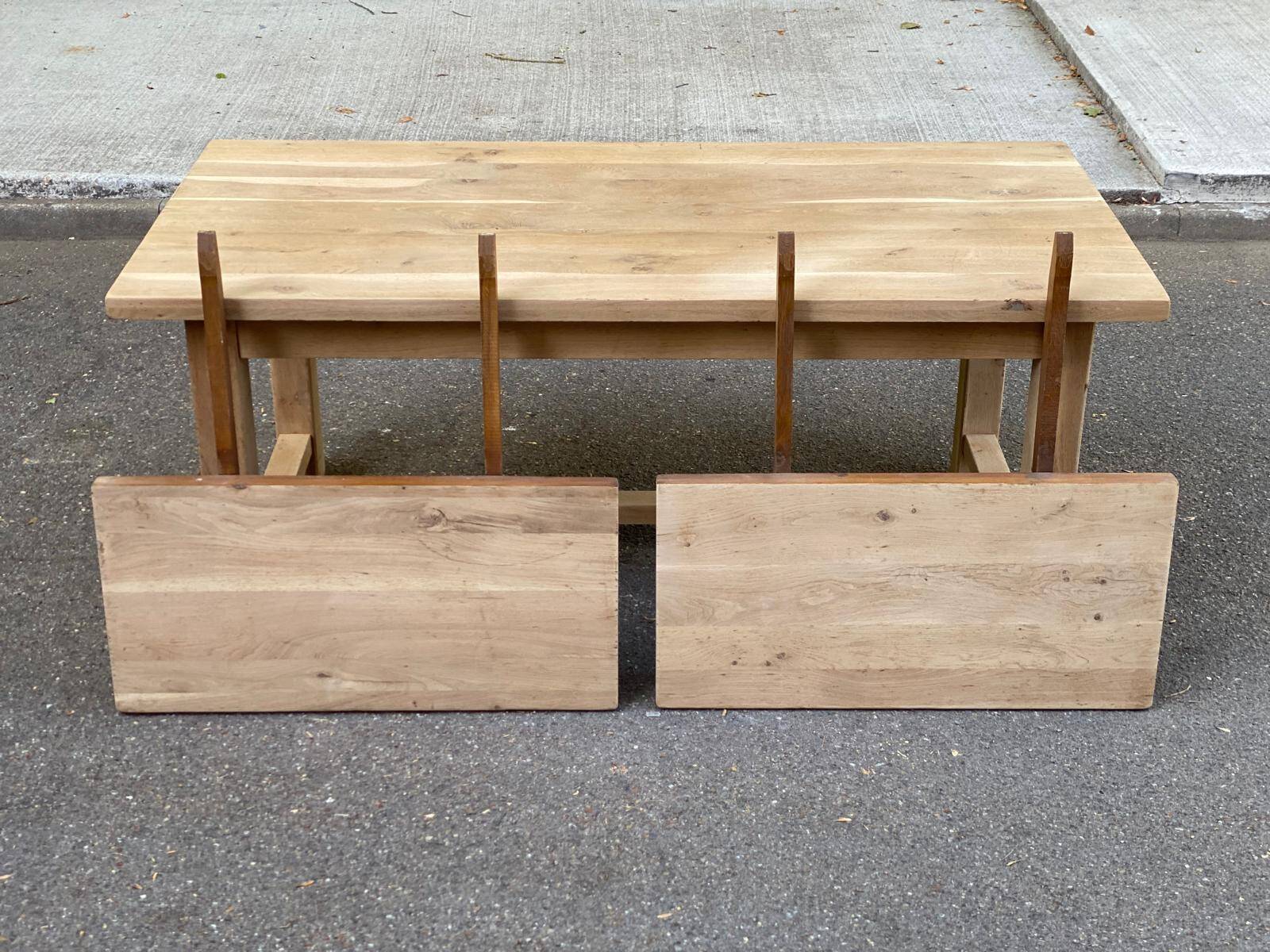Farmhouse dining table extendable stripped in raw solid oak 180-270cm 1