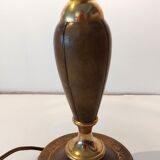 Le Tanneur 1960 lamp stand in leather and gilded brass