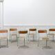 Lot de 6 chaises d’école Mobiltube turquoise 1950
