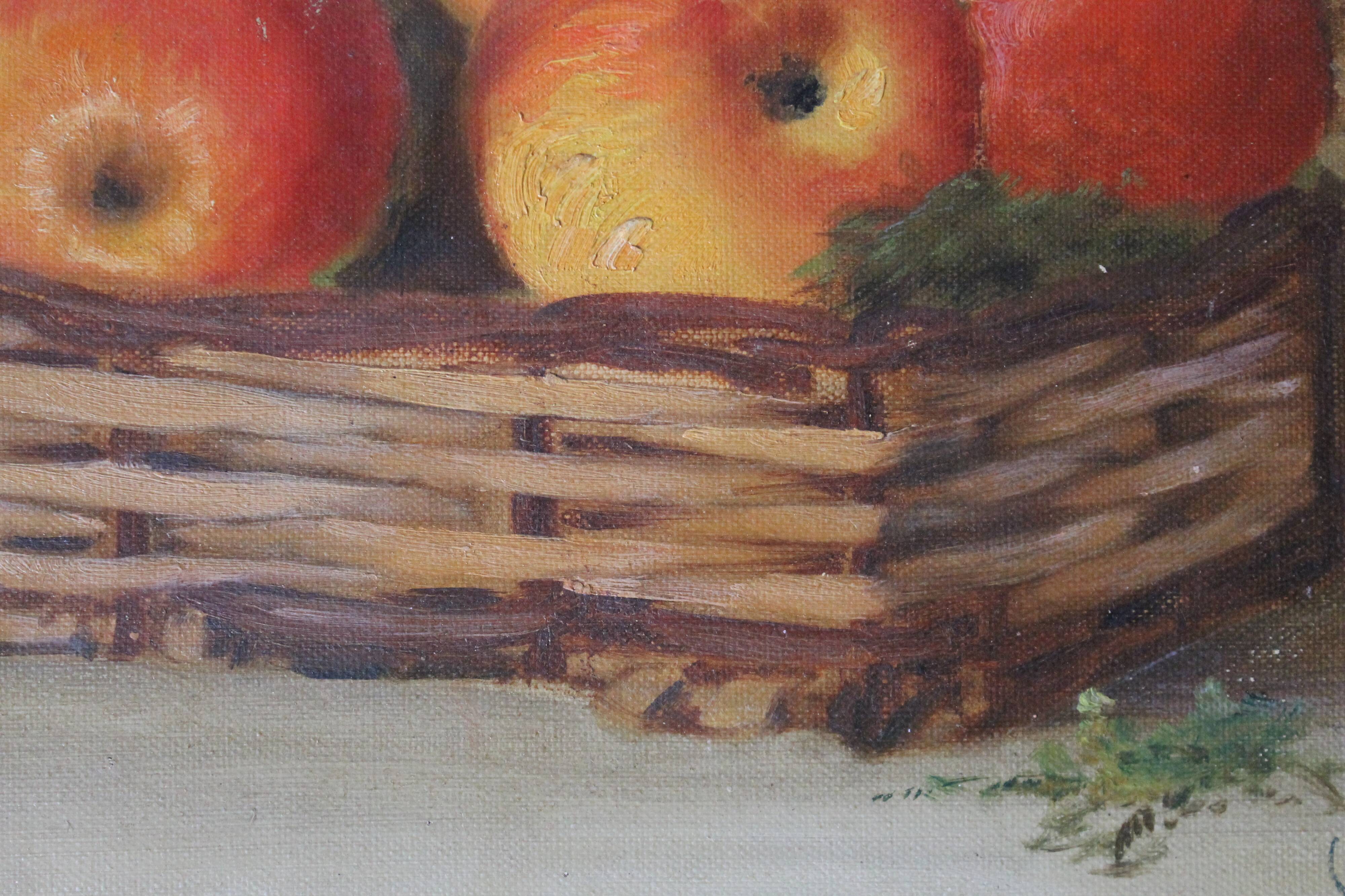 Peinture de G.Godinet "Pommes dans un panier"