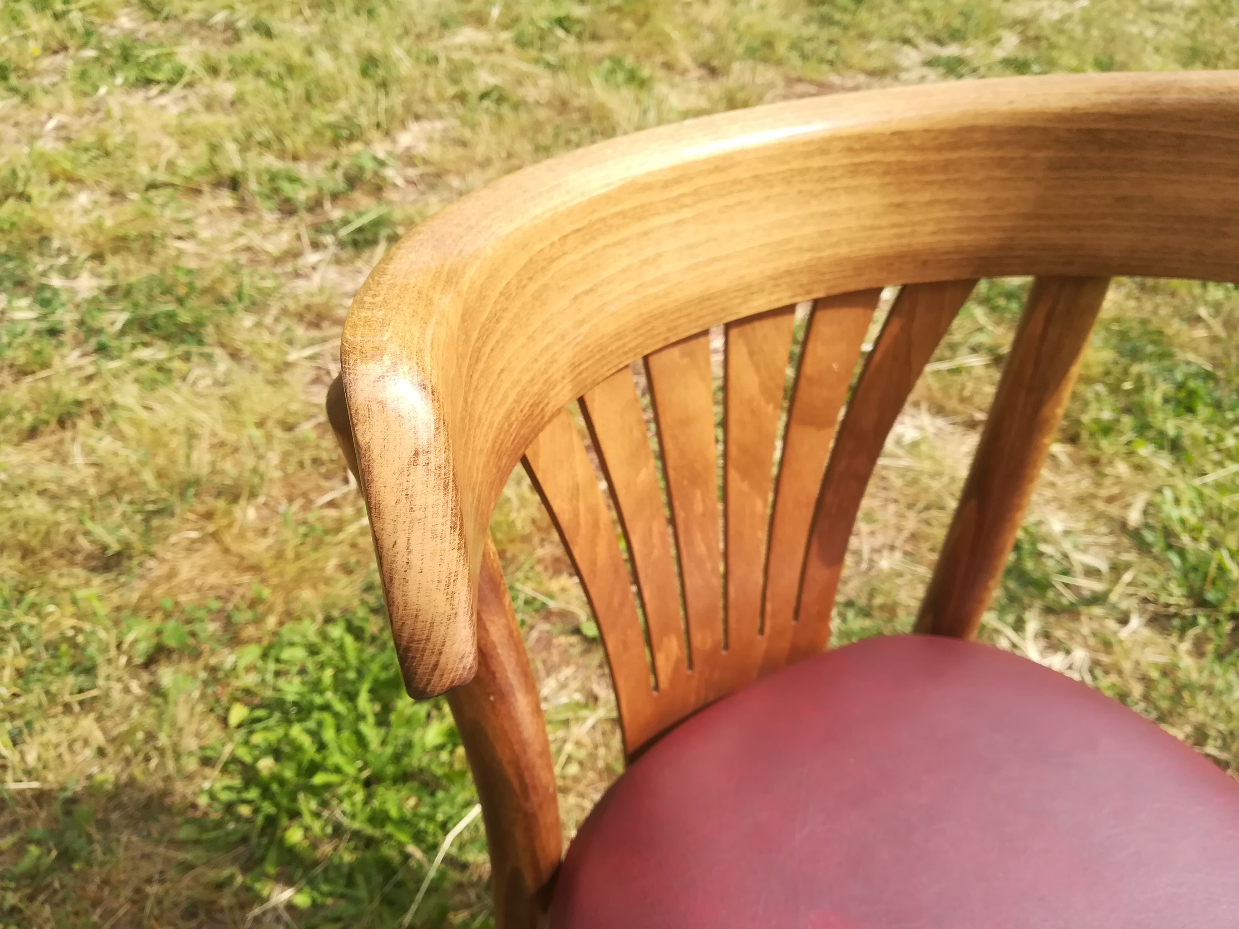 Set of 41 bistro chairs seated red skaï