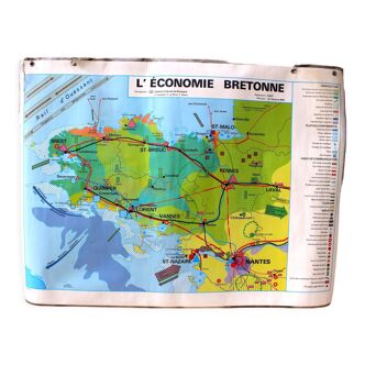 Carte scolaire vintage Bretagne MDI 1985