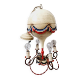 Ancien lustre montgolfière banniere française années 50