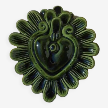 Decorative green ceramic heart - large model