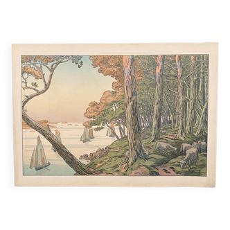 Lithographie par Henri Rivière Soir d'été - Les Aspects de la Nature