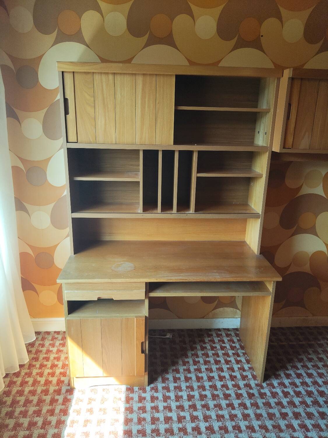 Vintage 1970s wall unit – integrated desk & storage – esprit