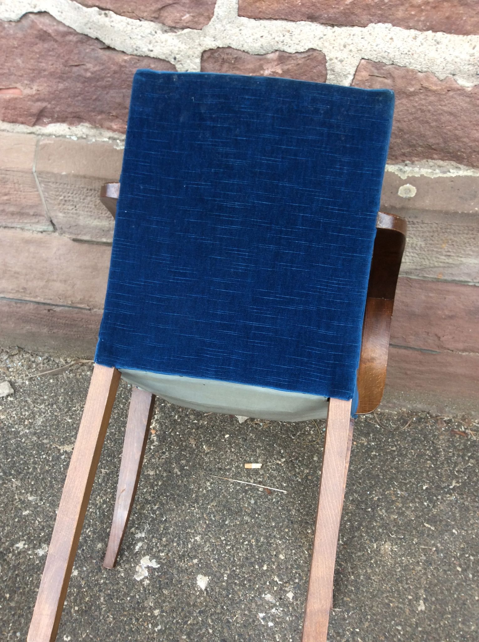 Pair of mid-century fabric bridge chairs 1950 no club chesterfield