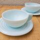 Lot de 3 tasses opaline vert d'eau