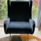 Vintage Italian armchairs – blue velvet. Stunning pair.
